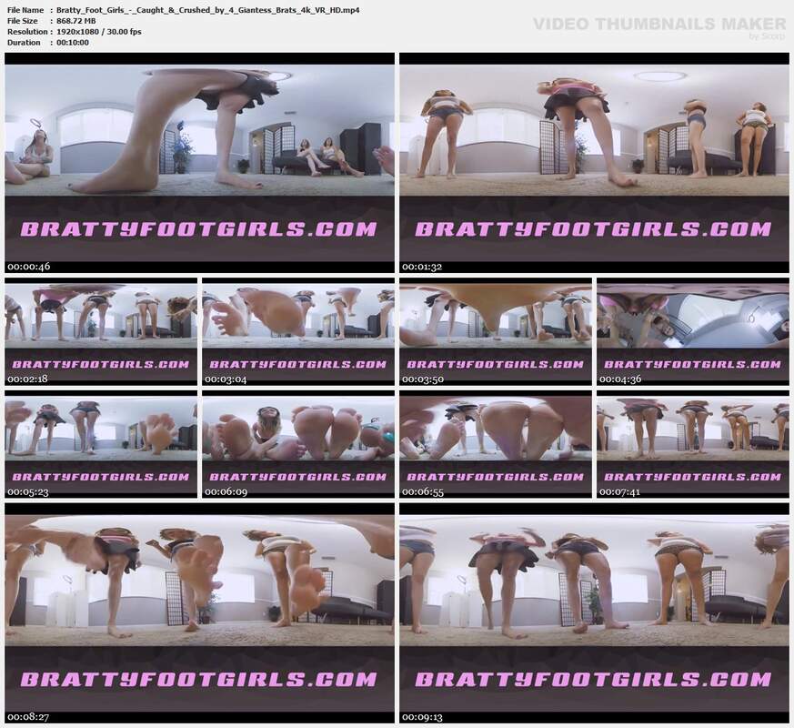Bratty Foot Girls - Caught  Crushed by 4 Giantess Brats 4k VR HD