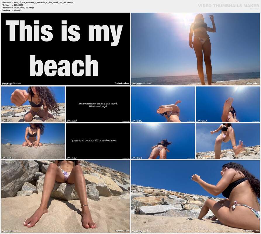 Rise Of The Giantess - Daniella in the beach vfx micro