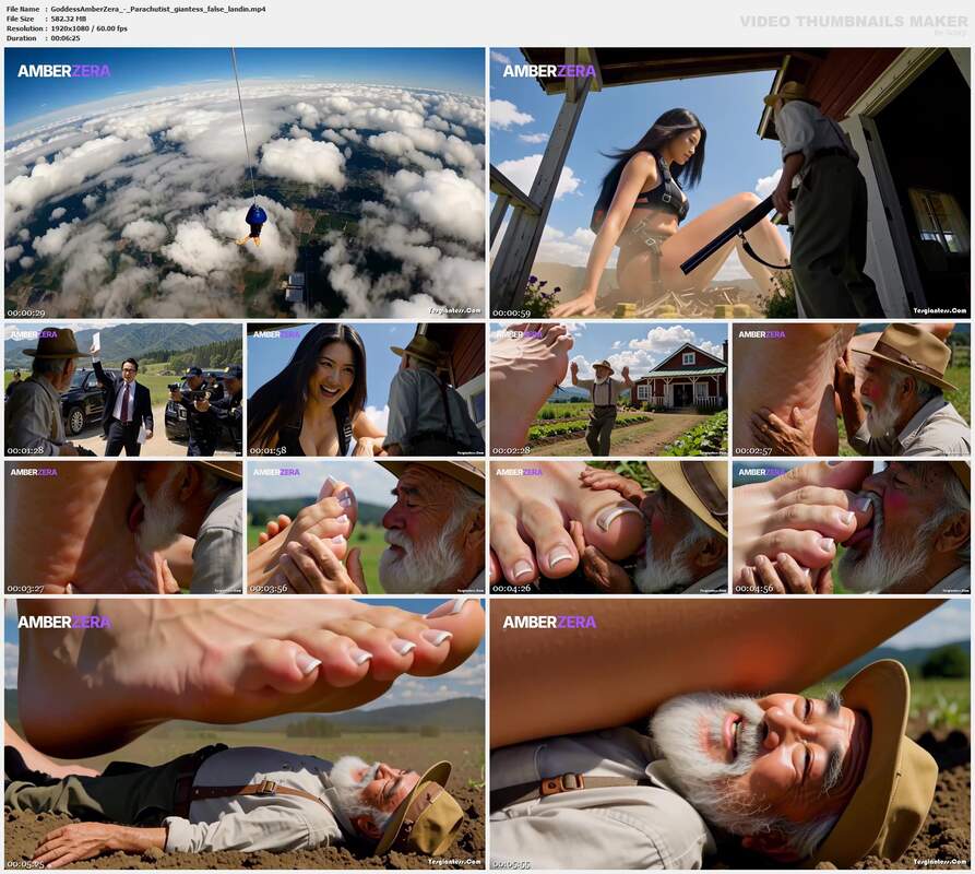 GoddessAmberZera - Parachutist giantess false landin
