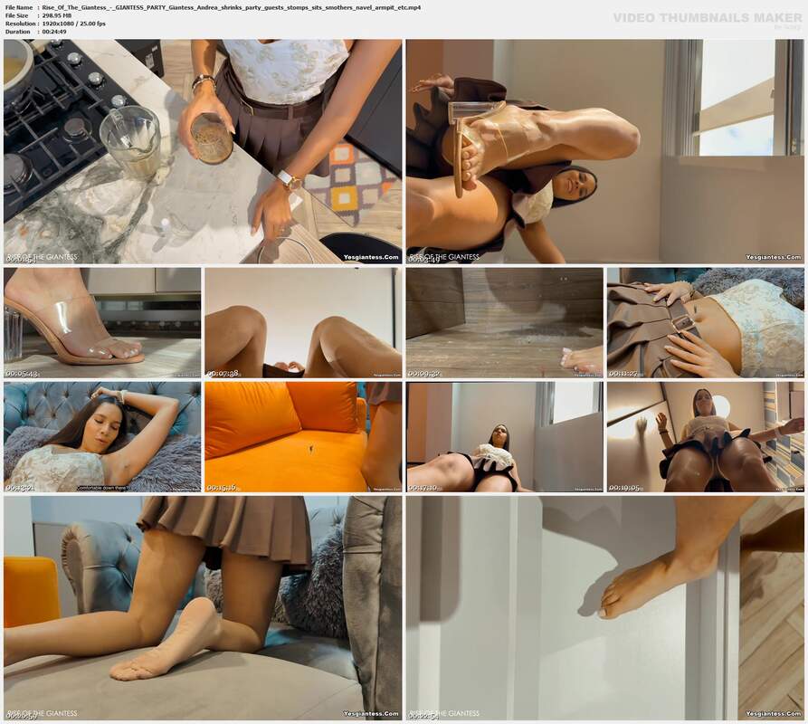 Rise Of The Giantess - GIANTESS PARTY Giantess Andrea shrinks party guests stomps sits smothers navel armpit etc